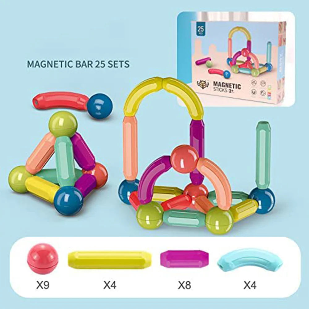 Magnetic Building Sticks Toy Set 25 Pcs