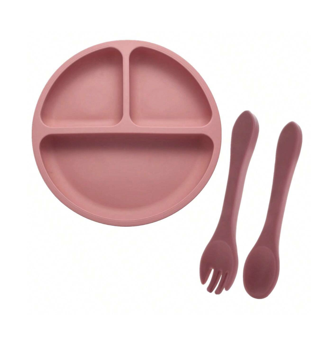 Suction Divider Plates For Infants Made Of Silicone Material, Can Be Put Into Microwave And Dishwasher