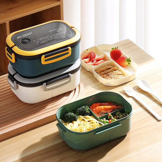 Lunch Box Portable Hermetic Children Student Bento Box With Fork Spoon Leakproof Microwavable