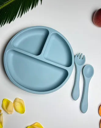 Suction Divider Plates For Infants Made Of Silicone Material, Can Be Put Into Microwave And Dishwasher