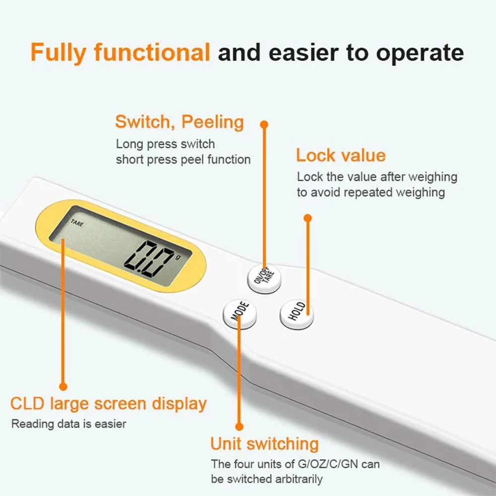 Electronic Kitchen Scale LCD Digital Measuring Food Spoon.