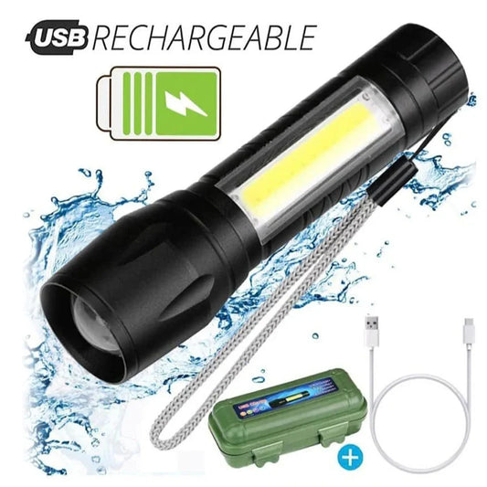 Outdoor LED Torch USB Rechargeable Flashlight