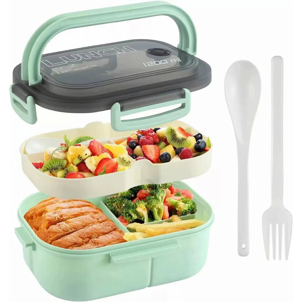 Lunch Box Portable Hermetic Children Student Bento Box With Fork Spoon Leakproof Microwavable